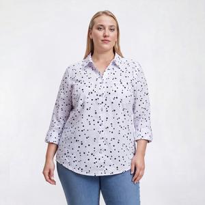 Plus Size Emily Daniels 3/4 Roll Tab Sleeve Star Button Down